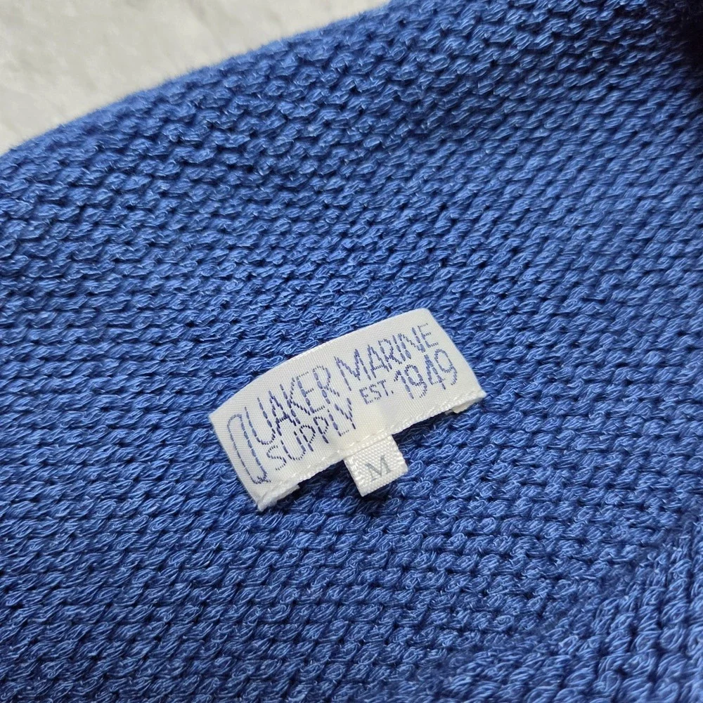 Quaker Marine Supply Fishermans Sweater Roll Neck Men's Medium Blue